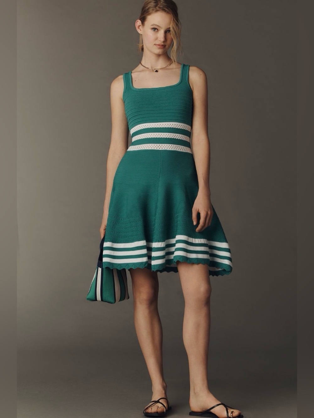 ✨ Anthropologie Sleeveless Square-Neck A-Line Mini Dress Sz M